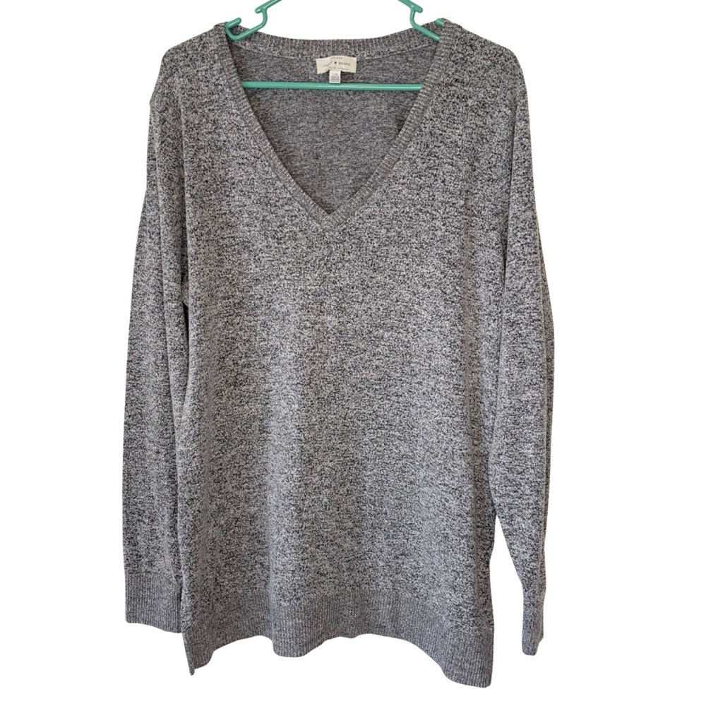 Lucky Brand Gray Long Sleeve V Neck Top